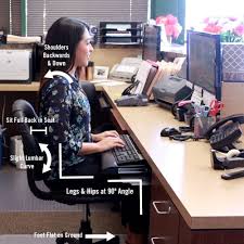 how to sit correctly at your desk chair your chair should be adjustable so you can set it to the correct heigh good posture bad posture posture exercises