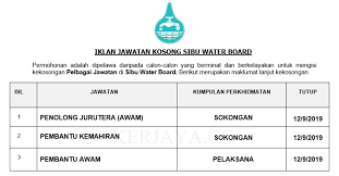 Jawatan kosong guru tabika perpaduan di jabatan perpaduan negara dan integrasi nasional. Jawatan Kosong Terkini Sibu Water Board Pembantu Awam Pembantu Kemahiran Penolong Jurutera Kerja Kosong Kerajaan Swasta
