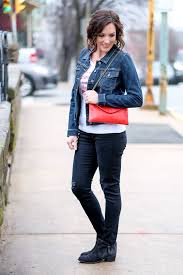 Black Ankle Boots With Blue Jeans Casual Outfit Formula For Moms Graphic Tee Denim Jacket Black Jeans Ankle Boots Dressing Oficina Hombre Over The Top