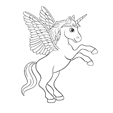 Een eenhoorn is een fabeldier. Leuk Voor Kids Steigerende Gevleugelde Eenhoorn