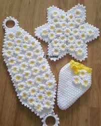Papatyali Takim Lif Modelleri Crochet Flower Tutorial Crochet Accessories Crochet Sunflower