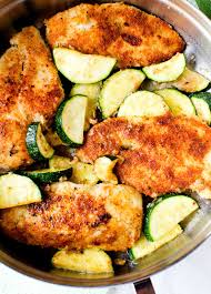 Pan Fried Parmesan Chicken Garlic Zucchini Recipe Delicious Chicken Parmesan Recipe Recipes Fried Chicken Parmesan