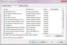 remove the list in msconfig startup program and services