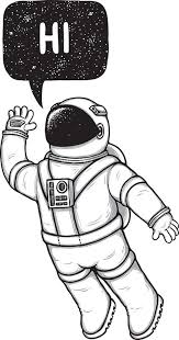 Greetings From Space By Zula Astronaut Drawing Black And White Stickers Print Stickers