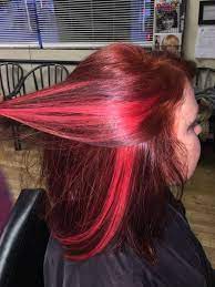 Red Hair With Hot Pink Peekaboo Highlights Pink Peekaboo Highlights Red Hair With Pink Highlights Natural Red Hair
