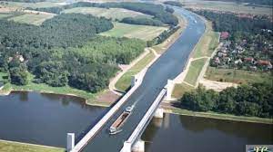 The magdeburg water bridge is a navigable aqueduct in germany, opened in october 2003. The Stunning Magdeburg Water Bridge Germany Youtube