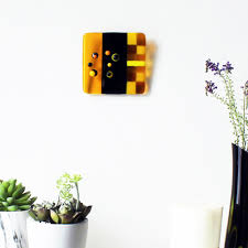 Great for up scaling a room. Small Yellow And Black Fused Glass Wall Art Cmglassdesigns