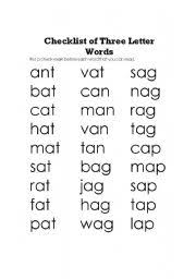 As anyone who has ever learned a language knows, translation between languages is difficult. English Worksheets Check List Of Three Letter Words