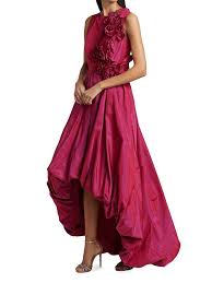 Buy Teri Jon By Rickie Freeman Floral High-low Gown - Fuschia At 70% Off |  Editorialist