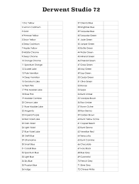 Derwent Studio Artist 72 Blank Chart Template Empty
