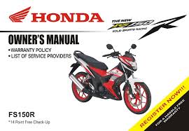 Honda rs150r is basically the bigger version of honda rs125 fi with a lot of differences including a more aggressive look due to its stylish fairing. Honda Rs150r 2019 Owner S Manual Pdf Download Manualslib