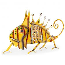 Darwin The Large Bright Metal Chameleon Gecko Lizard Garden Ornament Garden Ornament Gecko Hout Werkplaats Hout Werkplaats