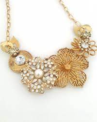 Gold Floral Statement Necklace Vintage Assemblage Jewelry Etsy Floral Statement Necklace Vintage Assemblage Jewelry Assemblage Jewelry