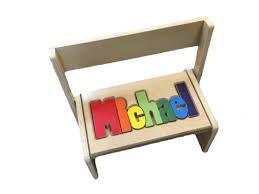 Made in america, the name puzzle stool became an instant hit. Personalized Puzzle Step Stool
