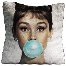 Pop art audrey hepburn wallpaper blowing bubbles art vintage hollywood tiffany blue audrey hepburn bubble pictures. Luxury Feather Filled Cushion Audrey Hepburn Blue Bubble
