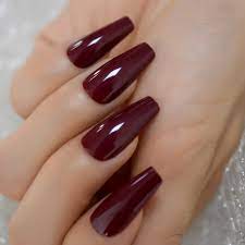 But did you know women have been adding artificial length to their nails since the days of. Tapered Coffin Nails Long Size Square Maroon Dark Red Acrylic Artificial False Nails Manicure Tips 24 Ct False Nails Aliexpress