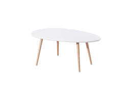 Pieds en bois de hêtre naturel vernis. Stone Table Basse Ovale Scandinave Blanc Laque L 98 X L 61 Cm Stone02bl Vente De Divers Conforama