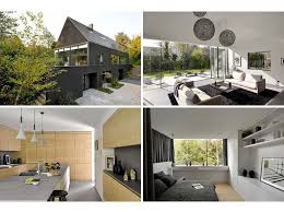 3d rendering beautiful modern design black brick house near park and nature. This Contemporary Black Brick House Was Renovated For A New Life In Belgium Brussels Belgium