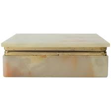 You are bidding on a vintage large jade green onyx marble jewelry/trinket box with brass. Modern Italian Onyx Marble Jewelry Box For Sale At 1stdibs