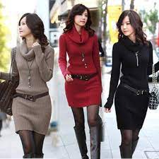 Autumn And Winter Slim Thin Long Paragraph Knitted Wool Clothes One Piece Dress 1276 Indresses From Wo Stylish Red Dress Stylish Winter Outfits Fashion Tights