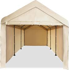 10'x10' carport garage car shelter canopy party tent sidewall with windows white. 10 X 20 Steel Frame Canopy Shelter Portable Car Carport Garage Cover Party Tent For Sale Online Ebay