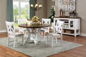 Find the perfect home furnishings at hayneedle, where you can buy online while you explore our room designs and curated looks for tips, ideas & inspiration to help you along the way. Cm3417rt 5pc 5 Pc Gracie Oaks Auletta Distressed White And Dark Oak Finish Wood 54 Round