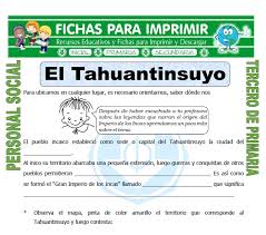 ¿qué es la lecto escritura? El Tahuantinsuyo Para Tercero De Primaria Fichas Para Imprimir