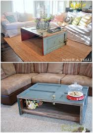 Diy Farmhouse Coffee Table Ideas From Cute Cubes To Industrial Wooden Spools See The Best Design Door Coffee Tables Old Door Tables Diy Farmhouse Coffee Table