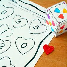 Simple board games like candy land and chutes and ladders help preschoolers recognize numbers on a dice and count moves. Valentine Math Roll And Color Activity Fantastic Fun Learning