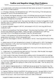 Shyak has overdrawn his checking account by rs.38. Integer Positive And Negative Word Problems Worksheet Task Cards