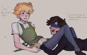 blonde hair brown hair eyemask mcyt supervillain tommyinnit  tommyinnits clinic for supervillains villain wilbur soot wilbursoot 