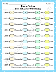 place value worksheet for grade 5 page 1 of 2 th your home teacher