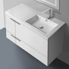 The latest trends in modern house design and decorating. Acf Ans45 Glossy White By Nameek S New Space Wall Mounted Bathroom Vanity Modern 39 With Counter Space Sink On Right Side Glossy White Thebathoutlet