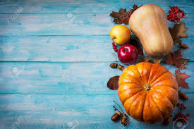 Download thanksgiving background images and photos. Thanksgiving Greeting With Pumpkins And Fall Leaves On Blue Background Thanksgiving Background With Seasonal Vegetables And Fruits Copy Space Stock Photo Picture And Royalty Free Image Image 63600221