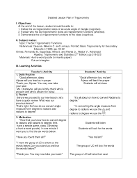 Detailed Lesson Plan In Trigonometry