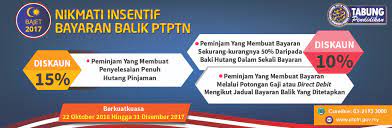 We would like to show you a description here but the site won't allow us. 10 15 Discount On Ptptn Education Loan Repayment Full Half Settlement Salary Deduction Direct Debit Until 31 December 2017