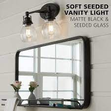 Soft Seeded Vanity Light 2 Light Vanity Lighting Bathroom Light Fixtures Black Vanity Light