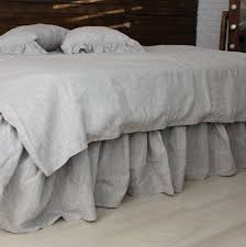 Check out our gray bed skirt selection for the very best in unique or custom, handmade pieces from our bedding shops. Linen Bed Skirt With Gathered Ruffles And Cotton Decking In Grey Gr 3hlinen Inc