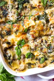 en mushroom and spinach lasagna