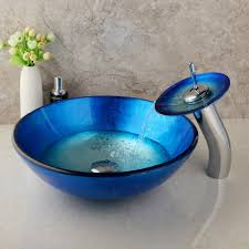 bathroom blue tempered glass basin
