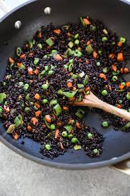 Black Fried Rice Recipe With Snap Peas Healthy Chinese Recipe Recipes Black Rice Recipe Black Rice