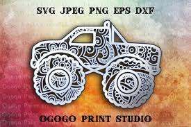 Download 3d Layered Monster Truck Svg Mandala Svg Zentangle Svg 1016113 Cut Files Design Bundles