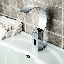 Get the ideal bathroom waterfall faucet for your vessel bathroom sink online at bathroomvesselsinks.com. Juno Widespread Automatic Sensor Waterfall Bathroom Faucet