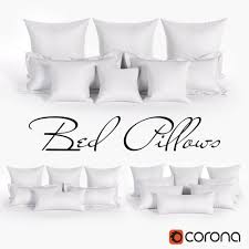 White Bed Pillows 01 3 Sets 22 Different Pillows 3d Model Download Cgsouq Com Bed Pillows White Bedding Pillows