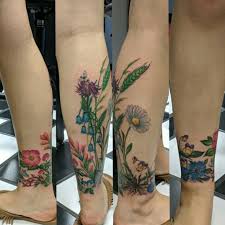 Brittsink Wildflower Leg Calf Piece Cover Up Color Flower Tattoo Tattoodo Flower Leg Tattoos Leg Tattoos Tattoos