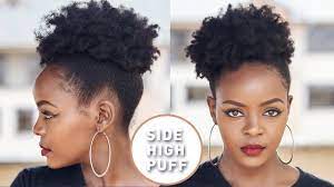 How To High Side Afro Puff On Natural Hair Natural Hair Puff Natural Hair Styles Natural Afro Hairstyles