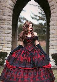 Gothic Wedding Belle Red Black Lace Fantasy Gown Wedding Halloween Upscale Costume Custom Size Fantasy Gowns Gothic Wedding Dress Black Wedding Dresses