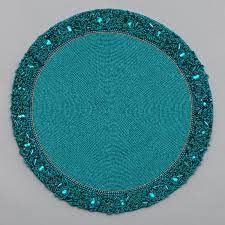 Master cuisine huntley navy fabric tablecloth, (60 x 1. Round Placemat With Cluster Border Placemats Wedding Table Decorations Diy Table Decorations