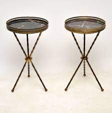 Antique brass and marble side table. Pair Of Antique Brass Marble Side Tables Interior Boutiques Antiques For Sale And Mid Century Modern Furniture French Furniture Antique Lighting Retro Furniture And Danish Furniture