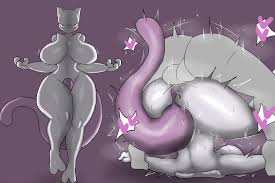 enigi09, mewtwo, creatures (company), game freak, nintendo, pokemon,  highres, 1boy, 1girl, ass, blush, breasts, colored skin, gen 1 pokemon,  grey skin, heart, hetero, huge breasts, large penis, legendary pokemon,  mating press, monster